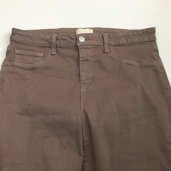 L'AGENCE Faux Pockets Deep Taupe Wanda High Rise Crop Wide Leg Raw Hem Jeans - Picture 4 of 14